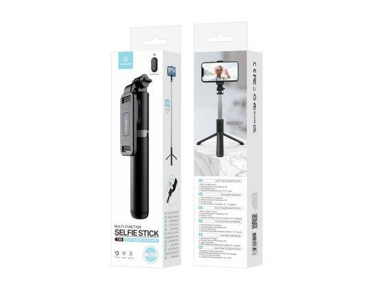 Selfie Stick Tripe,3 Em 1 Extensível 100Cm, Com Bluetooth Controlo Remoto Preto - Bujitech