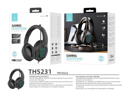 Auriculares Gaming Estéreo Com Iluminação Rgb - Bujitech